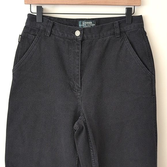 Lauren Ralph Lauren Womens 8P Wide Leg Jeans Black Cotton Baggy Slouchy Preppy - Picture 3 of 7